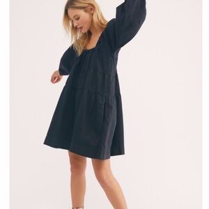 Free People Lou Jean Babydoll Dress Long Sleeve Women’s Size Small Dark Gray